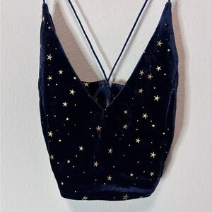 ✨ Starry Night Velvet Lace-up Back Crop Top✨